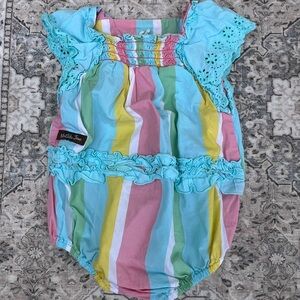 Matilda Jane Pastel Stripe Ruffle Romper - Aqua, Pink, Yellow, Green 6-12m